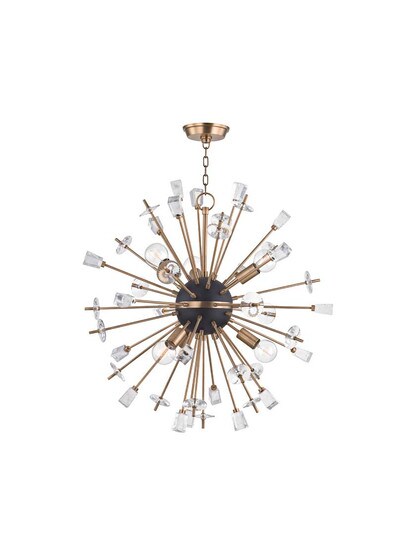 Liberty 6-Light Chandelier in Aged Brass.